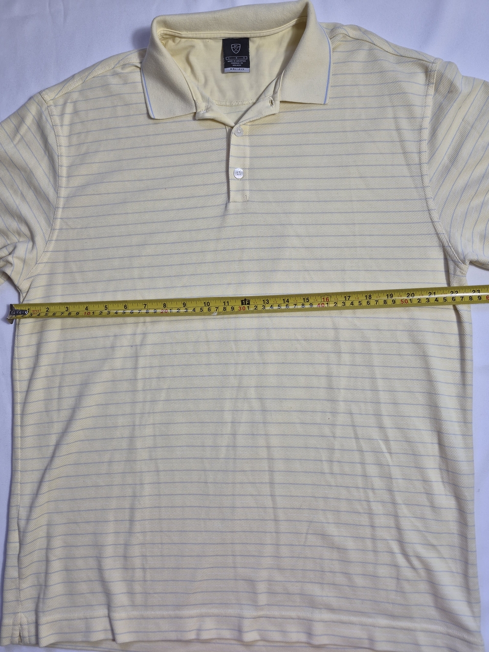 Nike Dri-Fit Polo Shirt Mens L Yellow Striped Cotton Blend Short Sleeve Collared - Picture 4 of 10